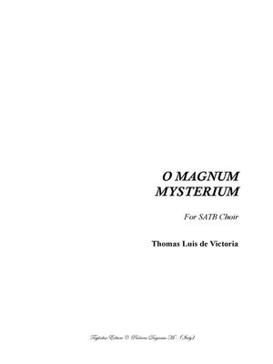 cover image of O MAGNUM MYSTERIUM--T.L. de Victoria--Mottetto for SATB Choir